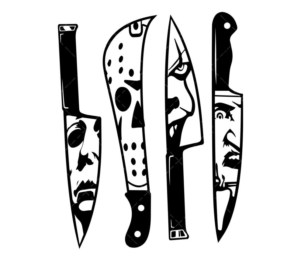 Horror Movie Characters In Knives Svg Pdf Png Halloween Svg