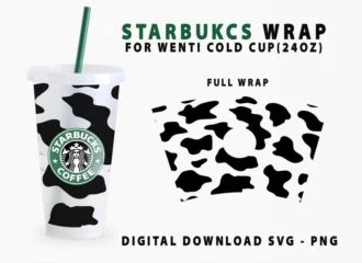 Cow Print Starbucks Cup Svg