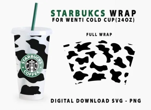 Cow Print Starbucks Cup Svg