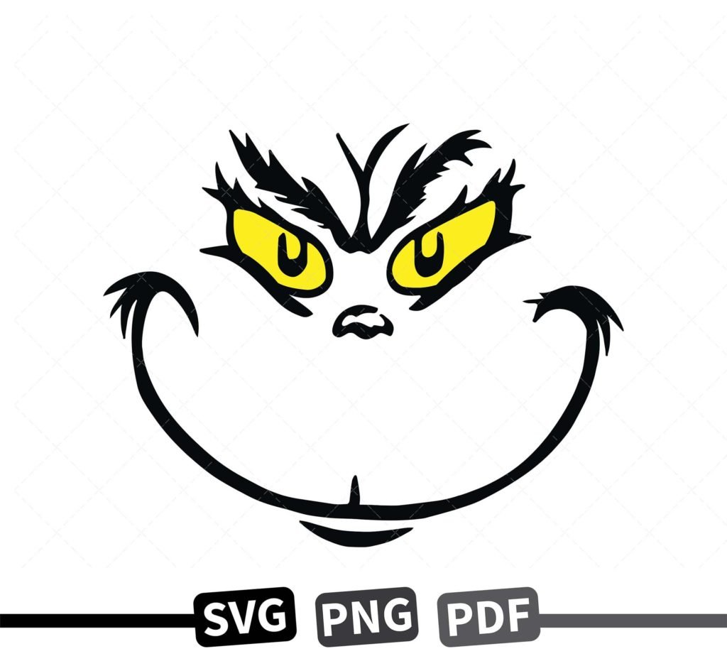 Grinch Face SVG, PNG, PDF, Grinch Layered SVG, Christmas SVG