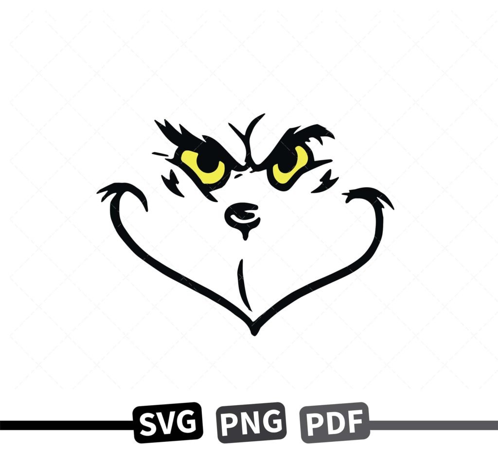 Grinch Face SVG, PNG, PDF, Grinch Layered SVG, Christmas SVG