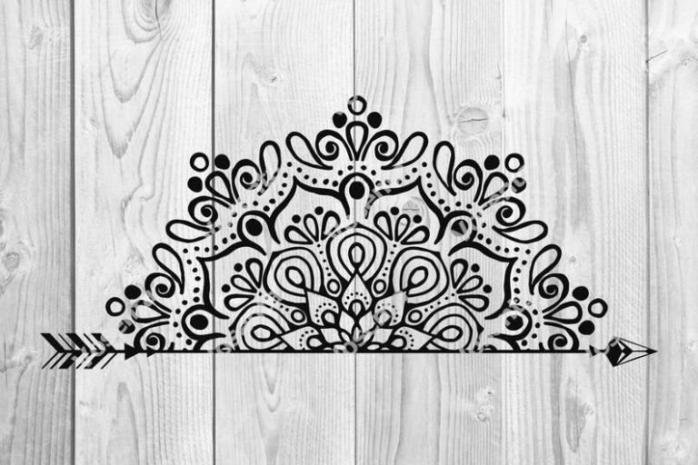 Half Mandala Design SVG, PNG, PDF, Mandala Arrow