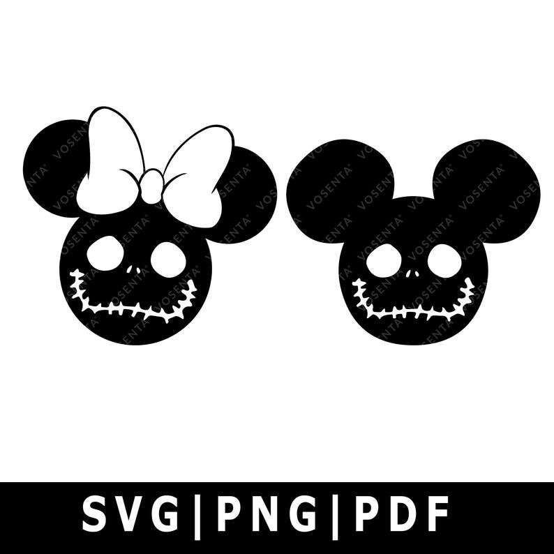 Halloween Face Mickey & Minnie SVG, PNG, PDF, Mickey Svg, Cricut