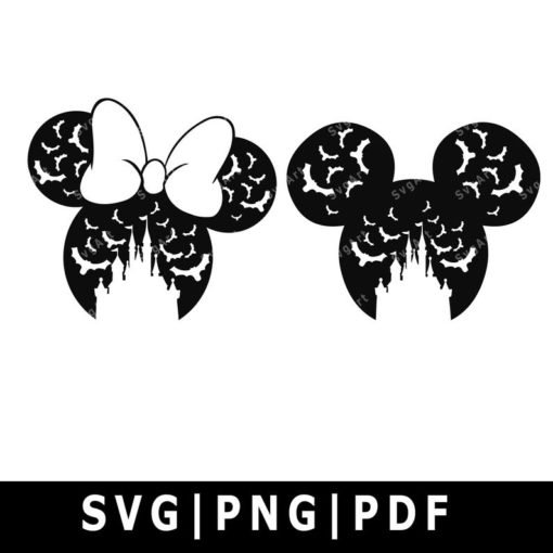 Halloween Mickey Minnie Castle SVG, PNG, PDF, Cricut, Silhouette