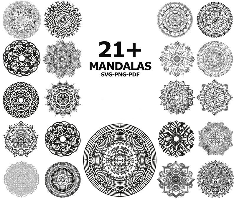 21+ Mandala Designs SVG Bundle, PNG, PDF, Mandala Art