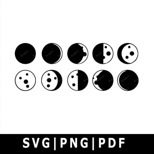 Moon Phases Svg Bundle , PNG, PDF, Cricut, Silhouette, Cricut svg ...