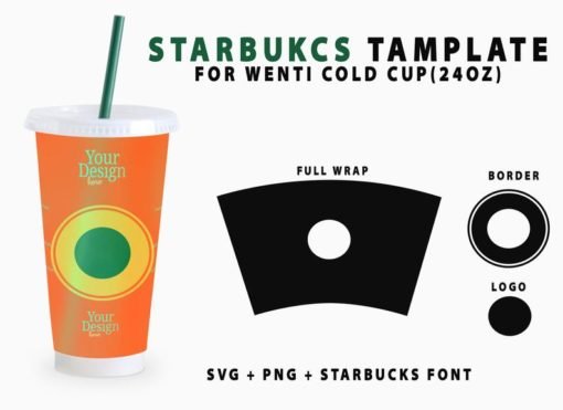 Starbucks Cup Wrap Tamplate Svg