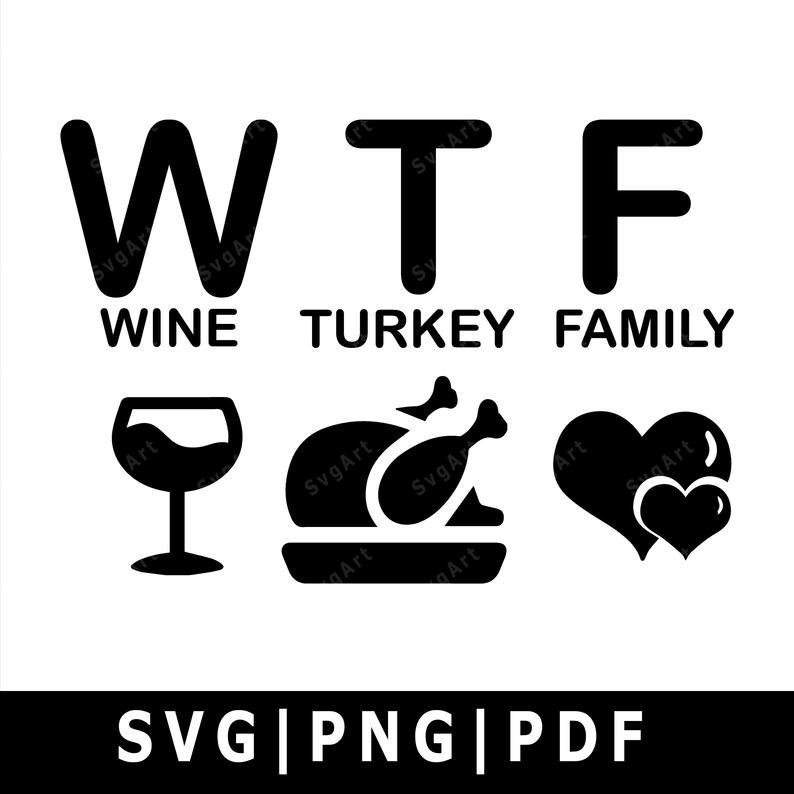Wine Turkey Family Svg, PNG, PDF, Cricut, Silhouette, Cricut svg
