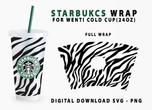 Zebra Pattern Starbucks Cup Svg