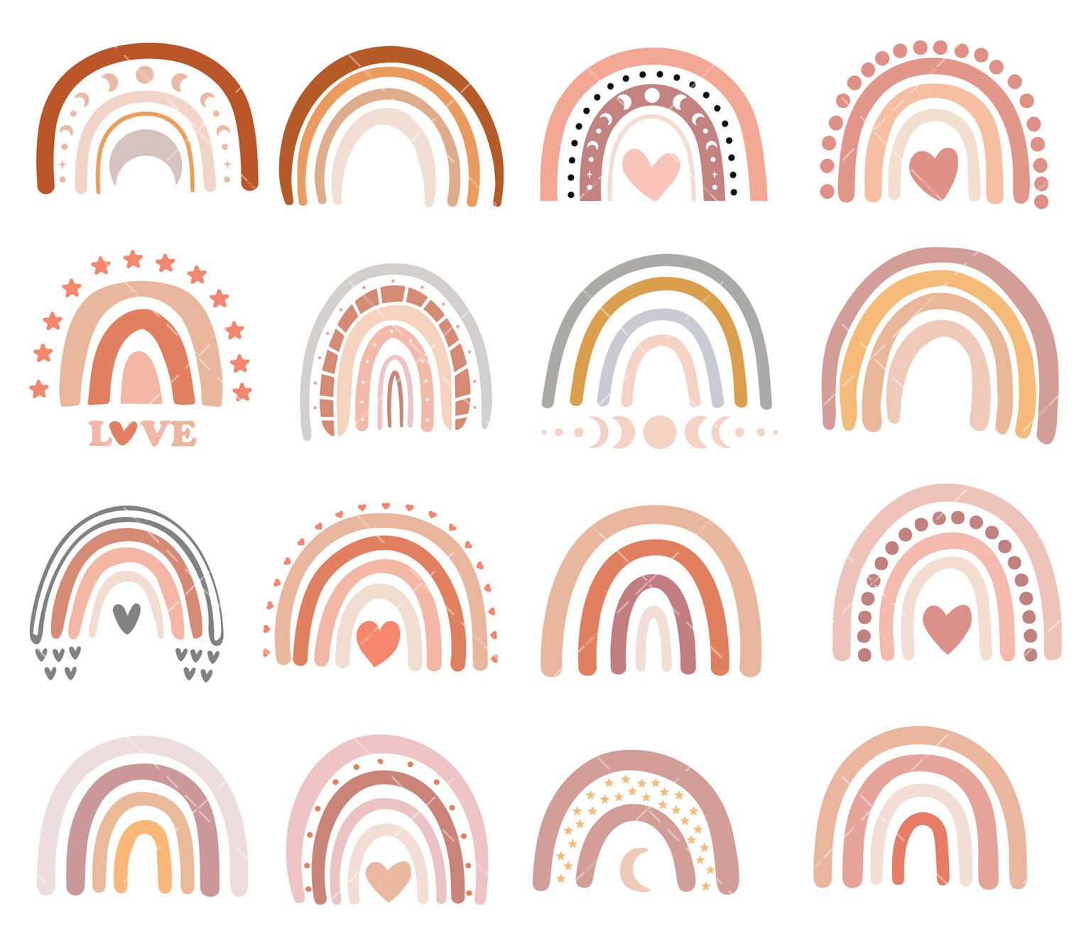 Boho Rainbow Svg Bundle Png Pdf Rainbow Svg Pastel Rainbow Valentines Day Svg 9458