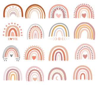 Boho Rainbow SVG Bundle, PNG, PDF, Rainbow svg, Pastel rainbow ...