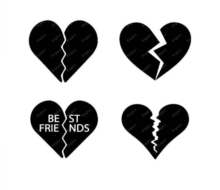 Broken Hearts SVG, PNG, PDF, Simple Hearts Svg, Best friends 2 heart svg