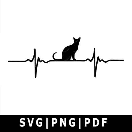 Cat Heartbeat SVG, PNG, PDF, Cricut, Silhouette, Cricut svg, Silhouette