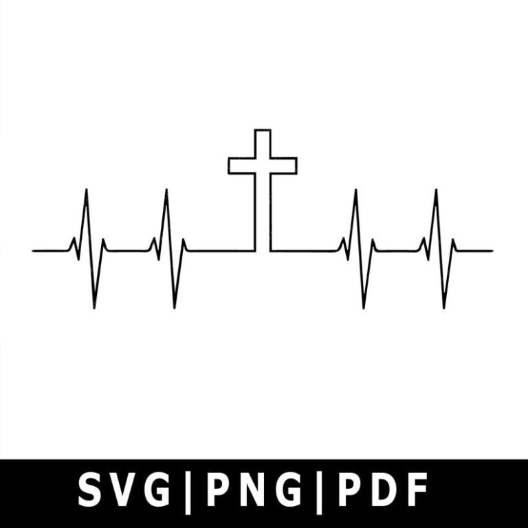 Cross Heartbeat SVG, PNG, PDF, Valentine’s Day Svg, Heart beat svg