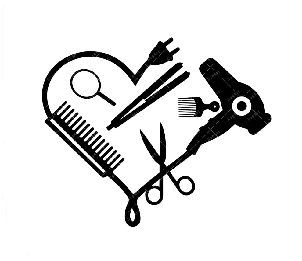 Hair Dresser Heart made of tools SVG, PNG, PDF, Hairdresser Heart svg ...