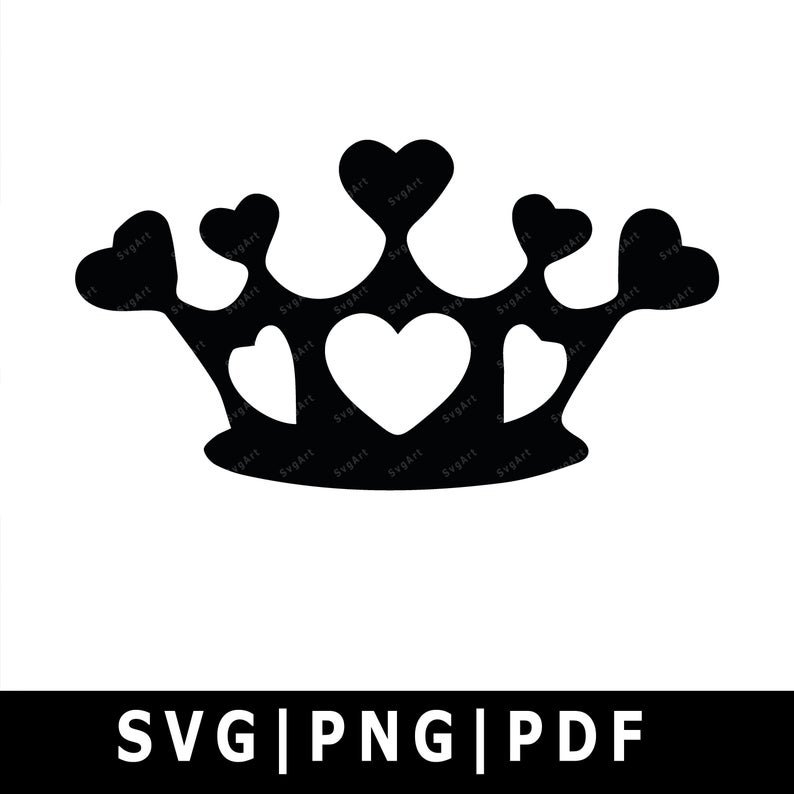 Heart Crown svg, PNG, PDF, Cricut, Silhouette, Cricut svg, Silhouette