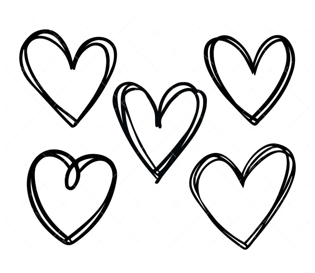 Heart Bundle SVG, Sketch Heart SVG, PNG, PDF, Simple Hearts Svg ...