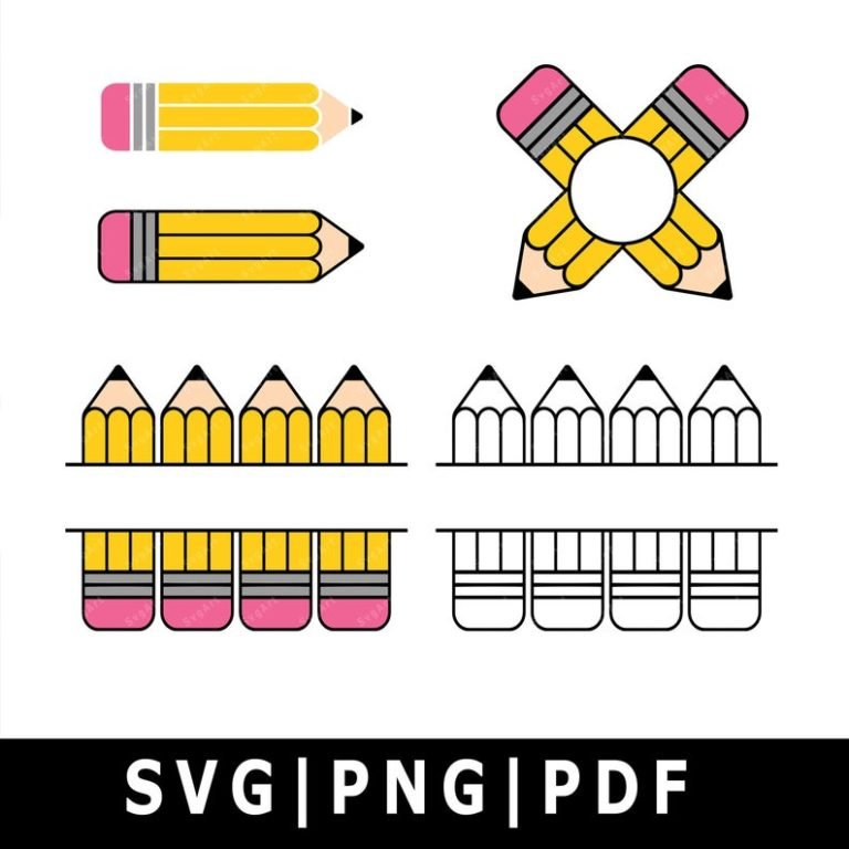 Pencil SVG, PNG, PDF, Teacher svg, Pencil Clipart, Pencil Monogram Svg