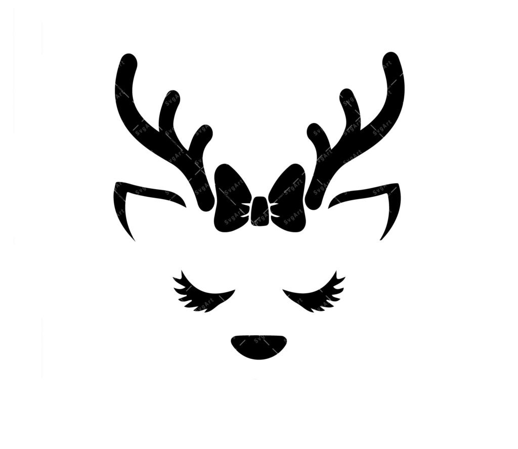 Reindeer Face SVG, PNG, PDF, Christmas reindeer svg, Reindeer Face