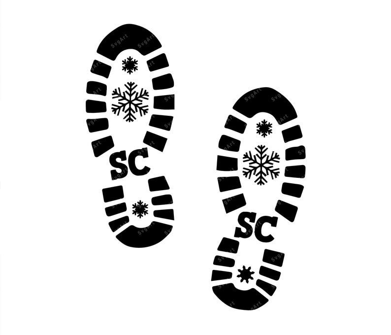 Santa Claus Footprints Bootprints Reusable acrylic Template Stencil - Snowy  or muddy footprints - boot print