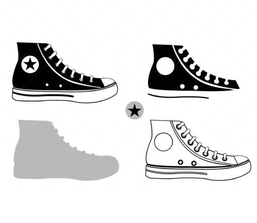 Sneakers SVG, PNG, PDF, Chuck svg, Chucks, High top, Urban svg, Layered ...