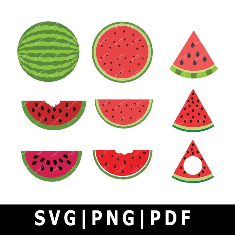 Watermelon Svg Bundle, PNG, PDF, Cricut, Silhouette, Cricut svg ...