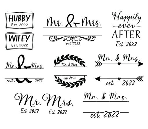 mr and mrs est 2022 svg