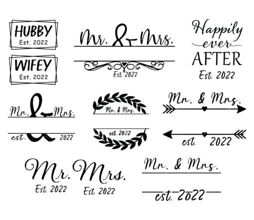 mr and mrs est 2022 svg