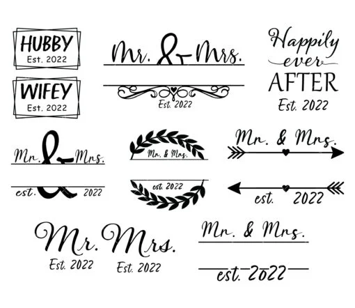 mr and mrs est 2022 svg