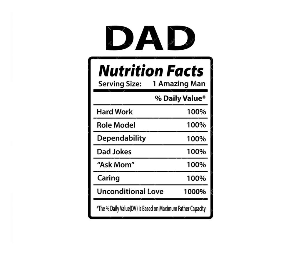 Dad Nutritional Facts Svg