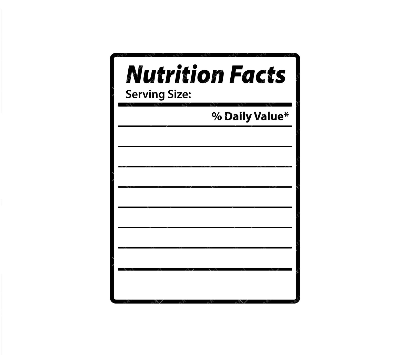 Nutrition facts SVG, PNG, PDF, Nutritional Fact Tamplate, Nutrition svg, Nutrition  facts clipart
