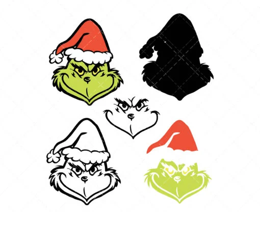 Grinch Face Layered SVG