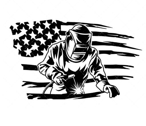 Welder and flag SVG