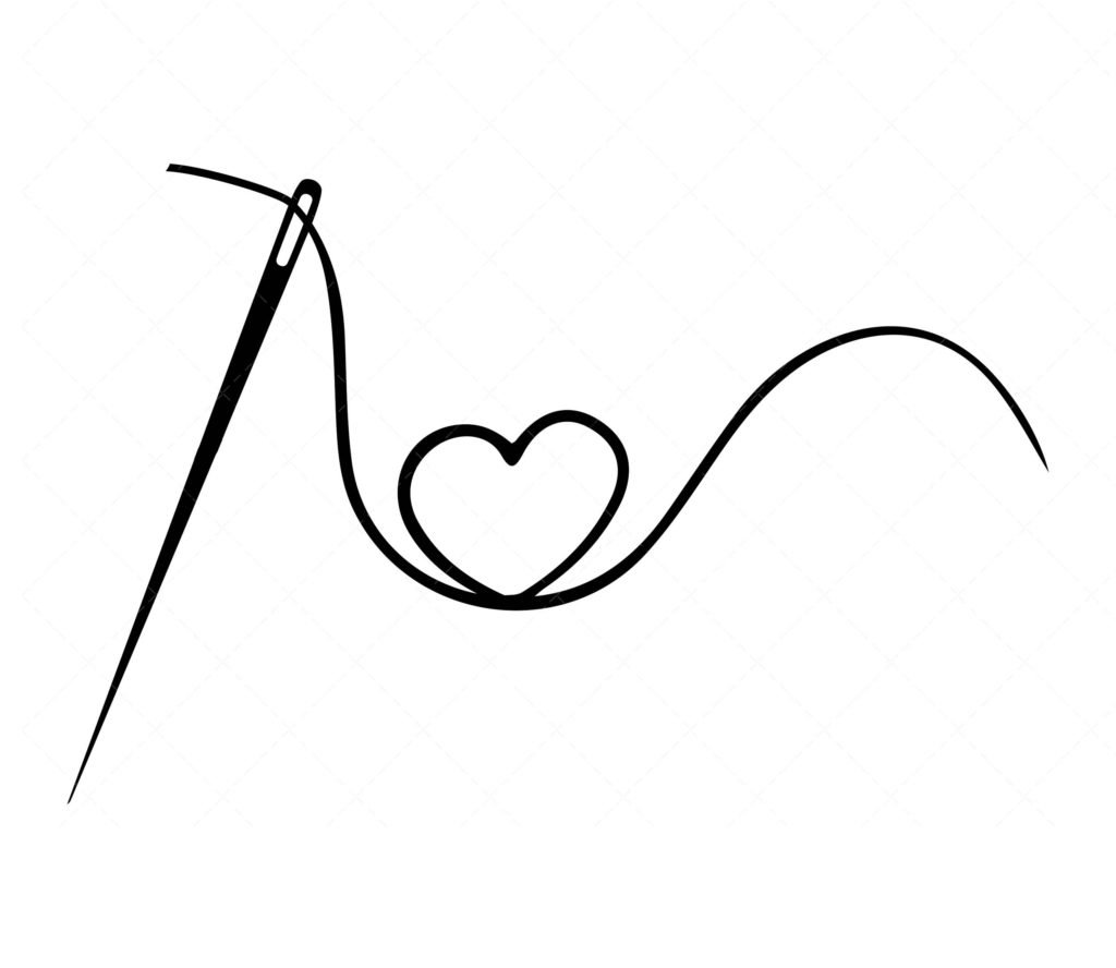 Heart with a needle thread SVG