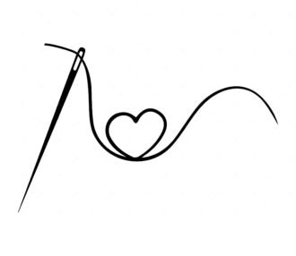 Heart with a needle thread SVG