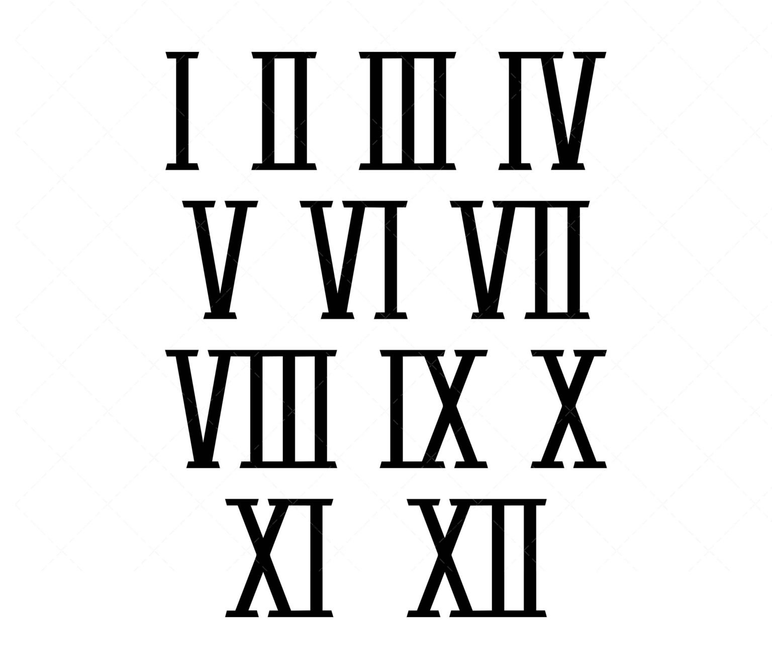 Roman Numbers SVG, PNG, PDF, Roman numerals SVG, roman SVG