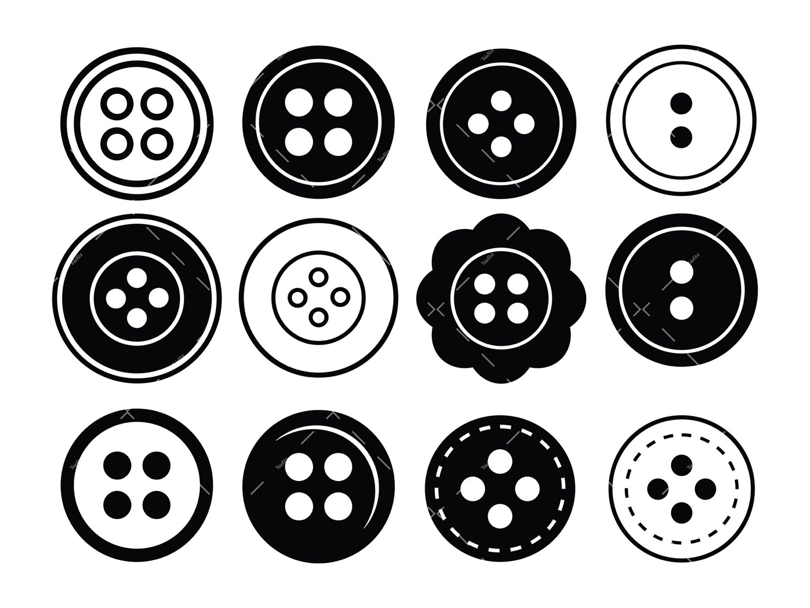 Sewing Buttons SVG, PNG, PDF, Sewing Button Outline SVG