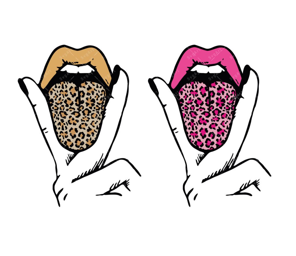 leopard tongue out svg