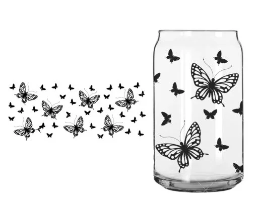 Butterfly SVG 16 oz glass wrap SVG
