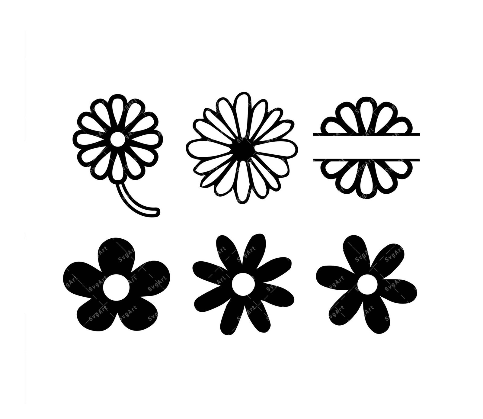Daisy Flower SVG, PDF, Plant SVG, Split Daisy SVG