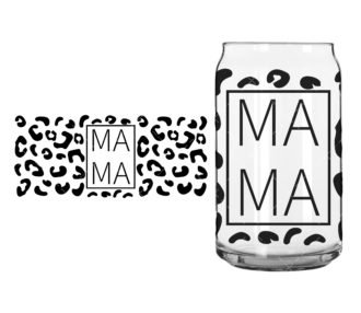 Leopard Mama SVG 16 oz glass wrap SVG