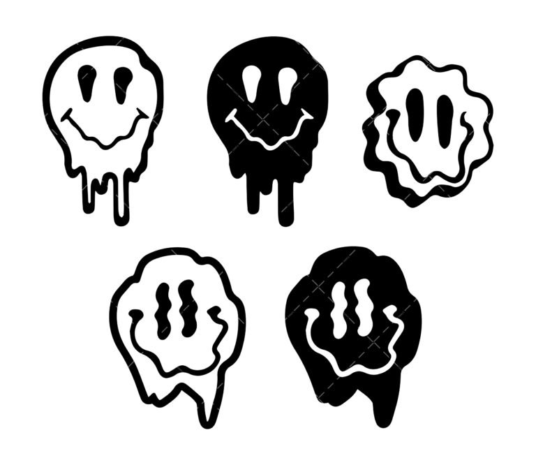 Melted Face SVG, PNG, PDF, Happy Face Drip SVG