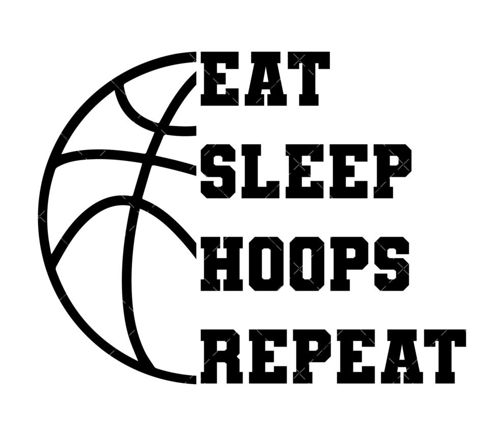 Eat Sleep Hoops Repeat SVG, PNG, PDF, Basketball Outline SVG