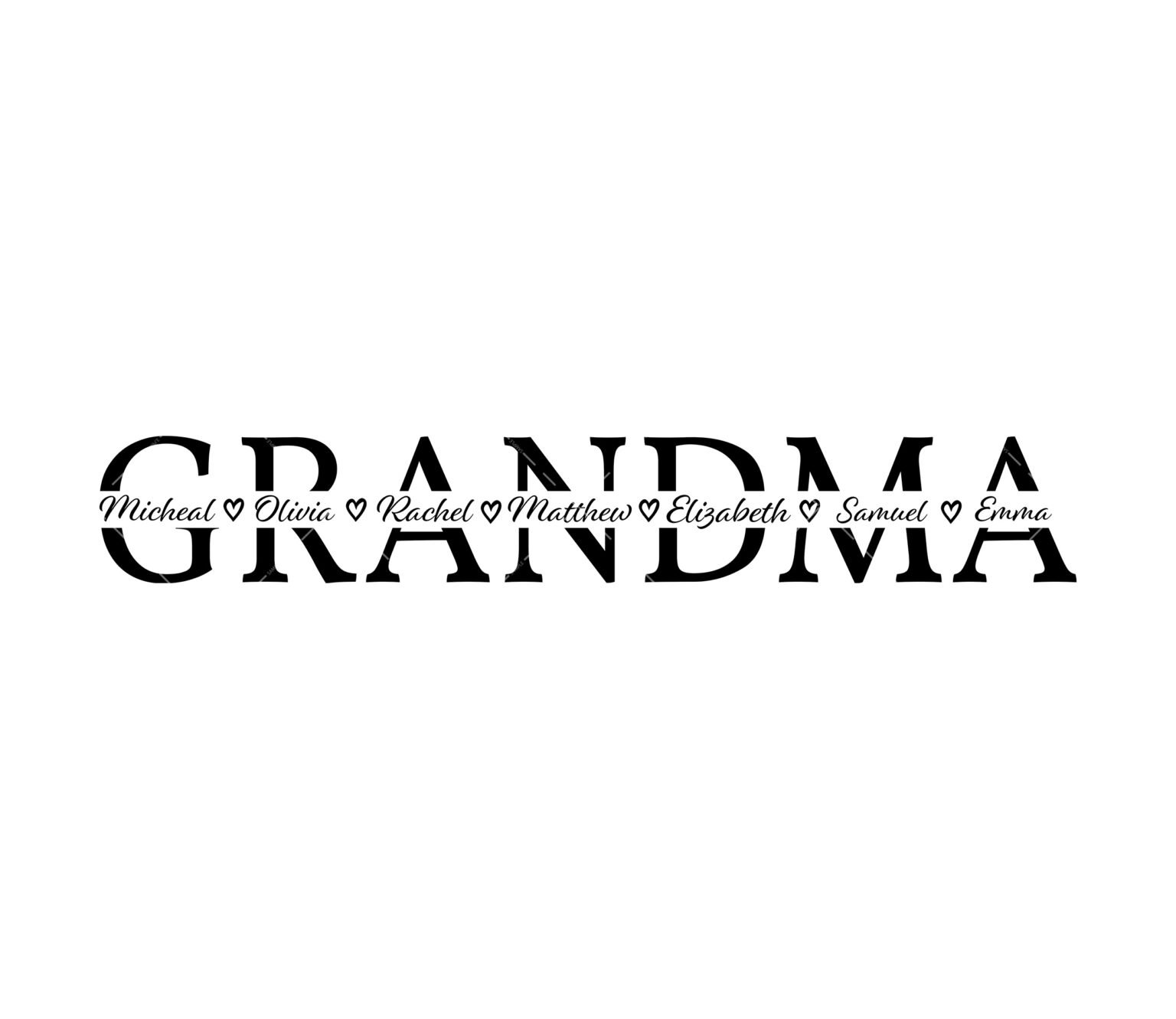 Grandma SVG, PNG, PDF, Grandma split name frame SVG