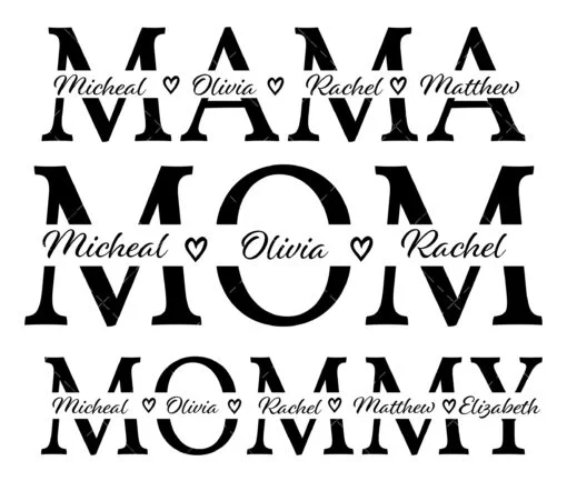 Mommy split name frame SVG