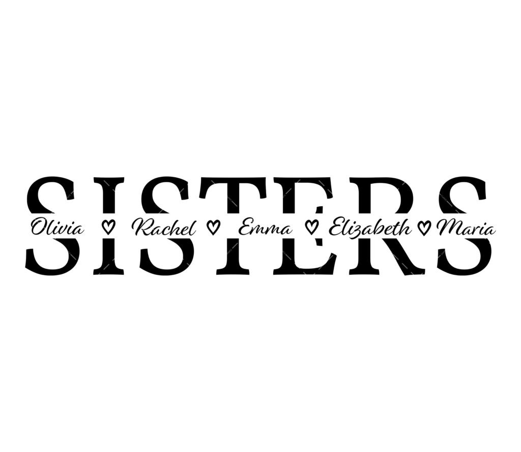 Sister split name frame svg