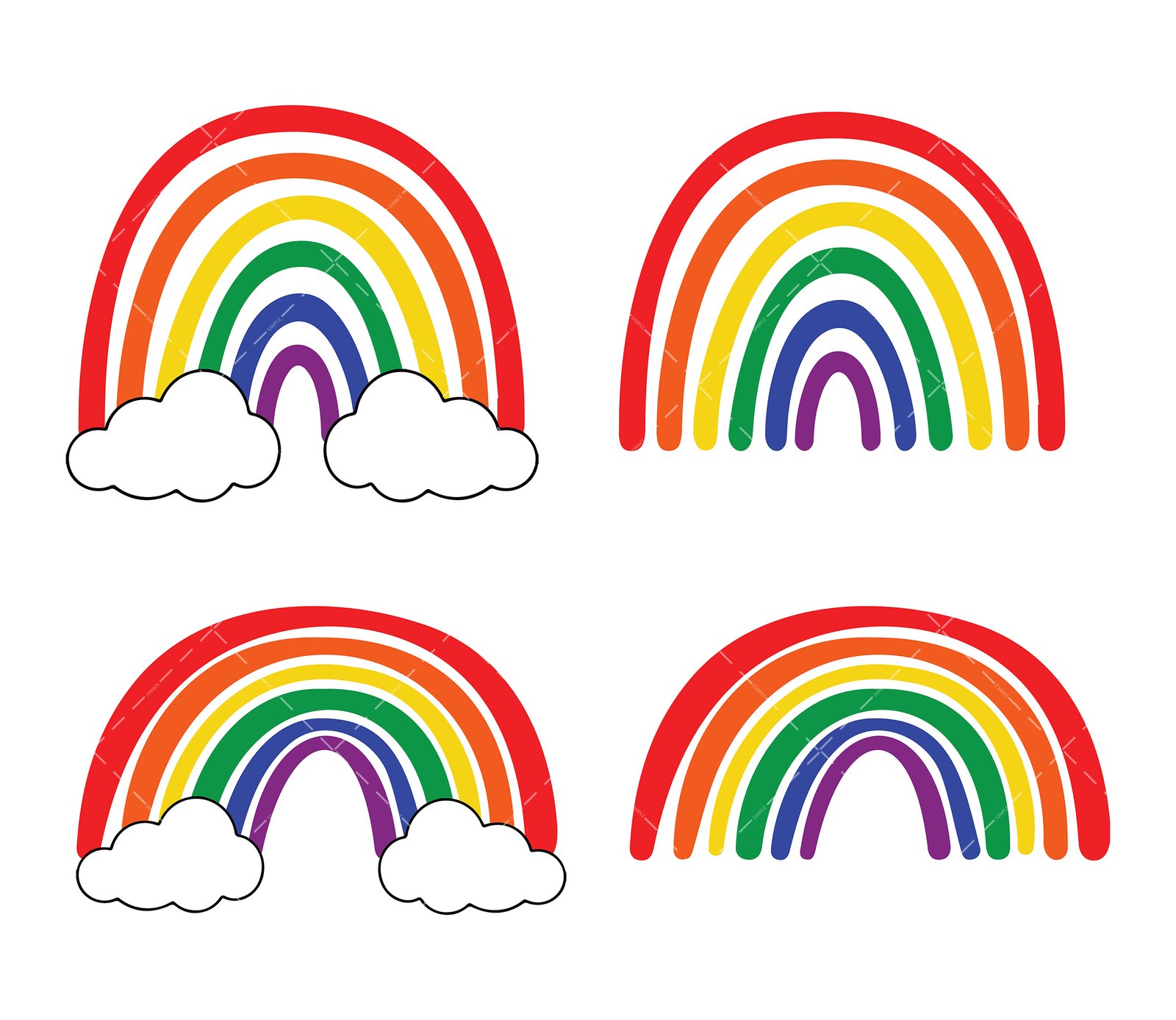 Bright Rainbow SVG, PNG, PDF, Rainbow and Clouds SVG