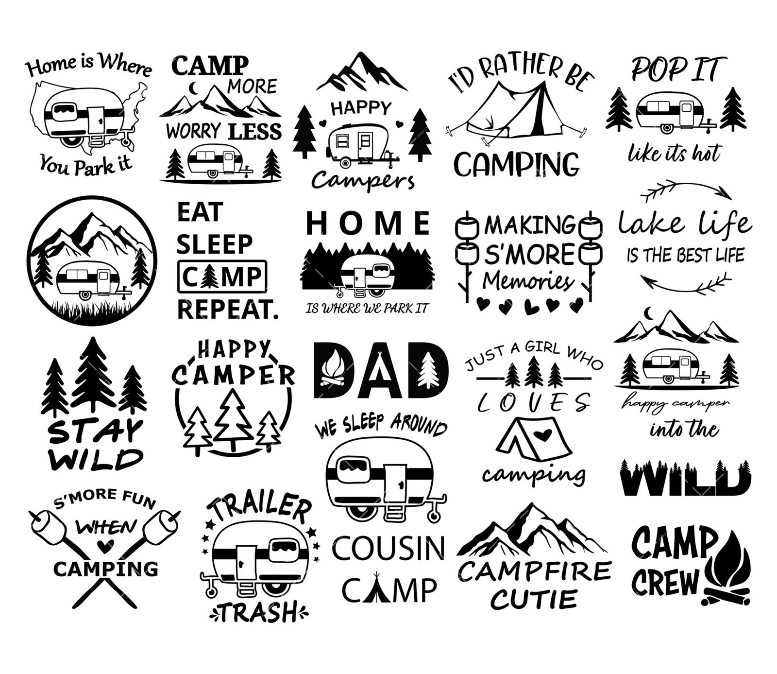 Camping SVG Bundle, PNG, PDF, Camp Life SVG, Camper SVG