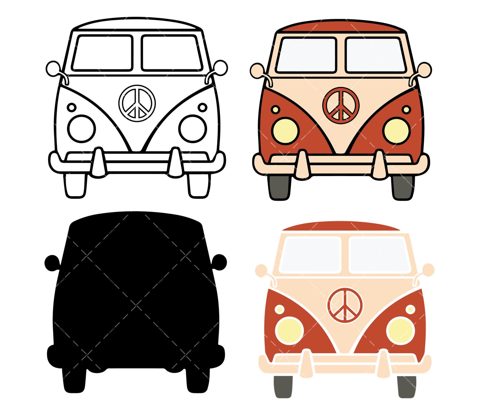 Hippie Bus Van SVG, PNG, PDF, 70’s Groovy Disco SVG, Hippie SVG