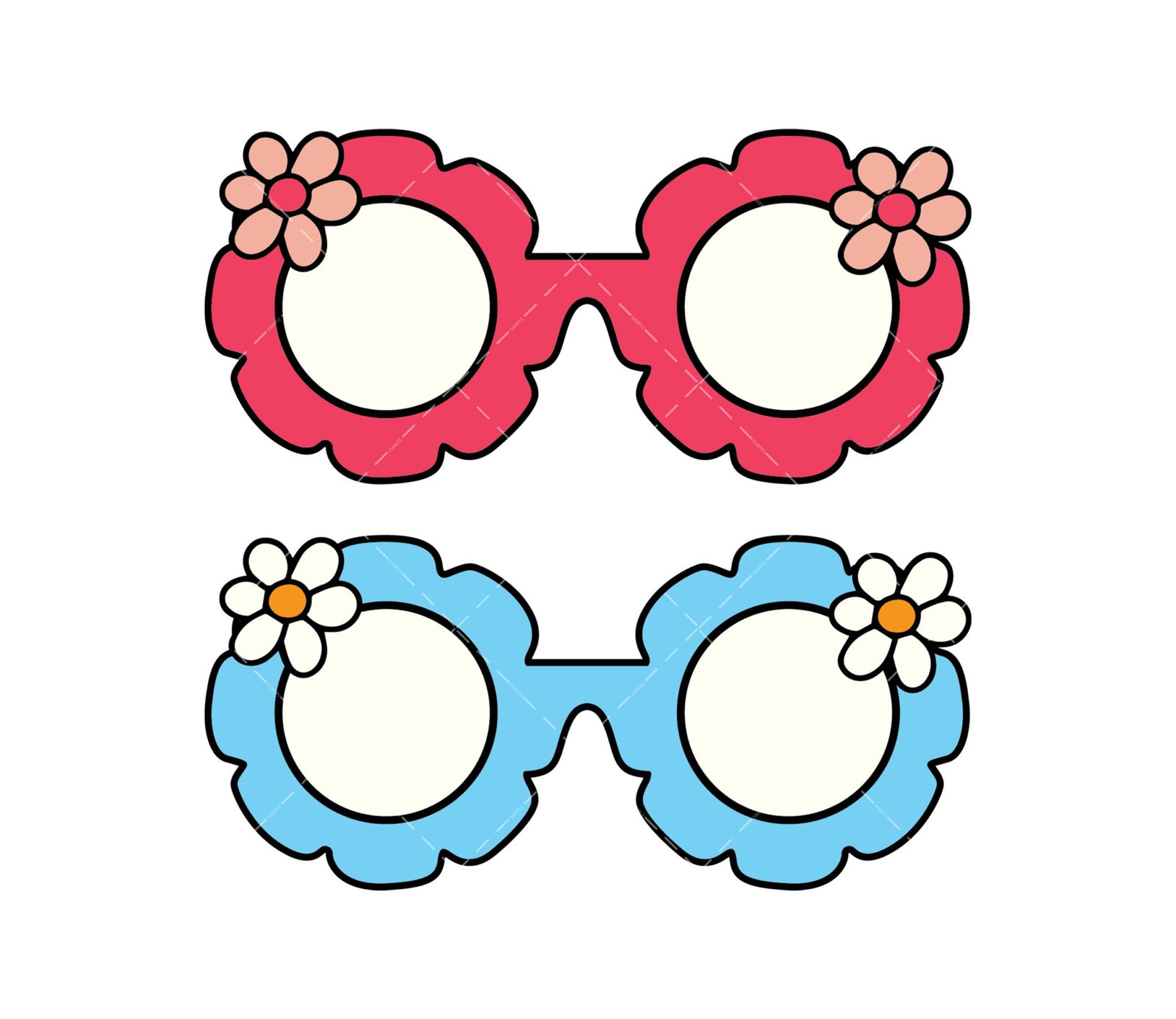 Hippie Glasses SVG, PNG, PDF, Daisy Sunglasses SVG